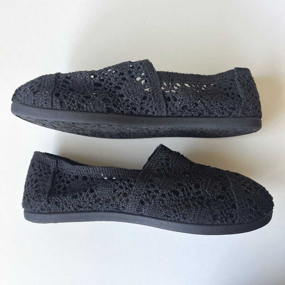 Cloudwalkers Black Crochet Knit Slip On Flats Comfort Shoes 7W - Picture 5 of 9